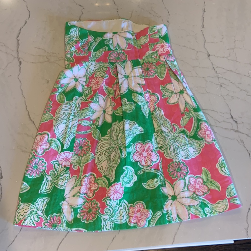 Lily Pulitzer Strapless Dress Pink & Green Size 4 - Picture 4 of 5